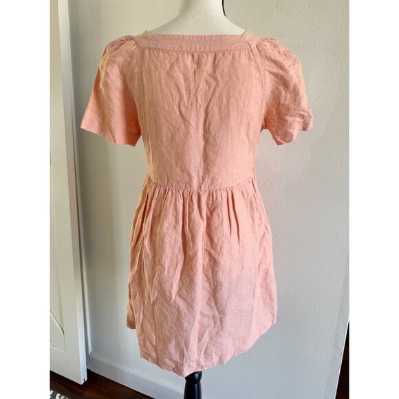 Madewell Allie Linen Blend Peach Coral Square Neck Mini Dress size Small - Picture 7 of 13